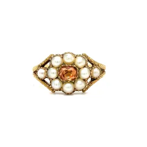Georgian Topaz and Pearl Mourning Ring