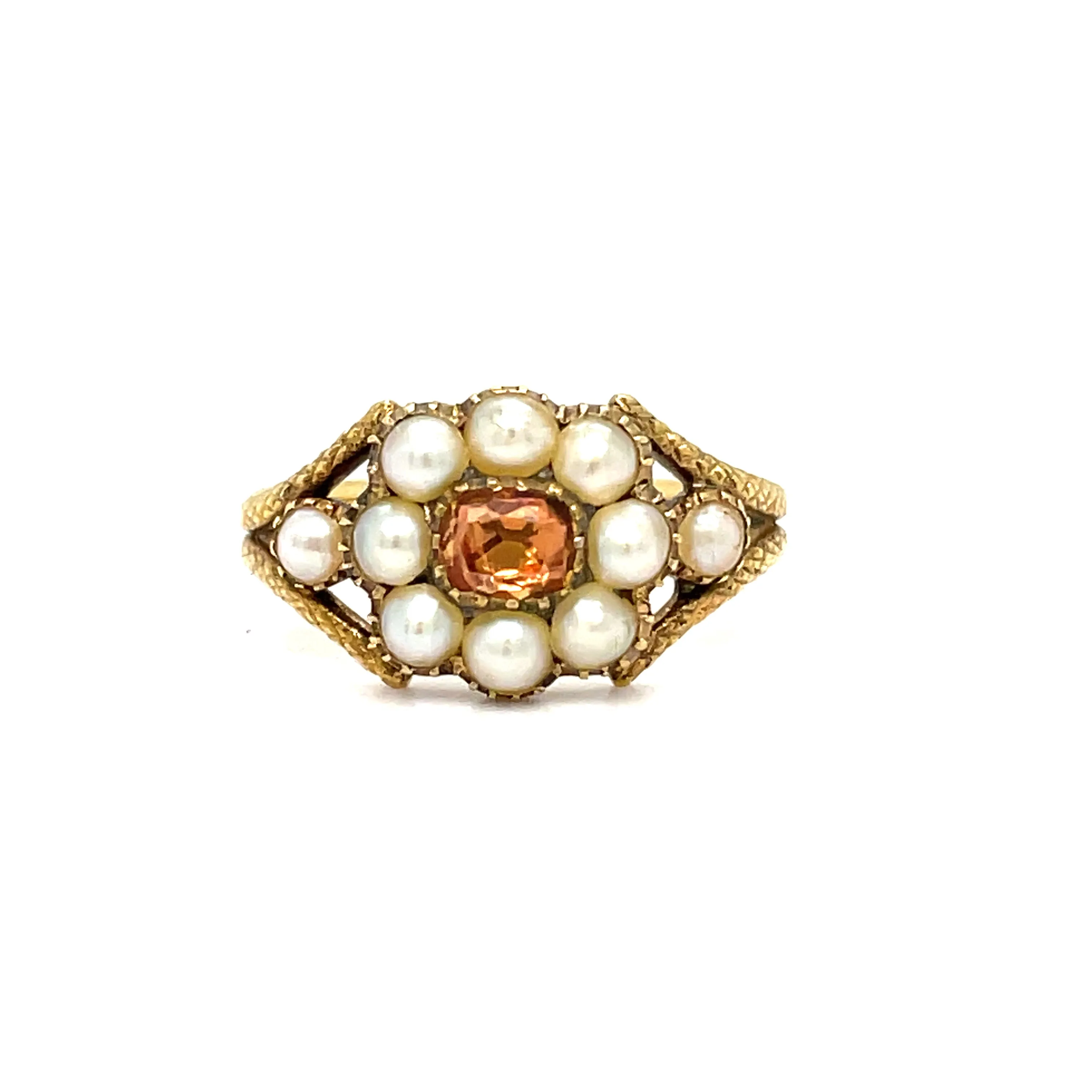 Georgian Topaz and Pearl Mourning Ring