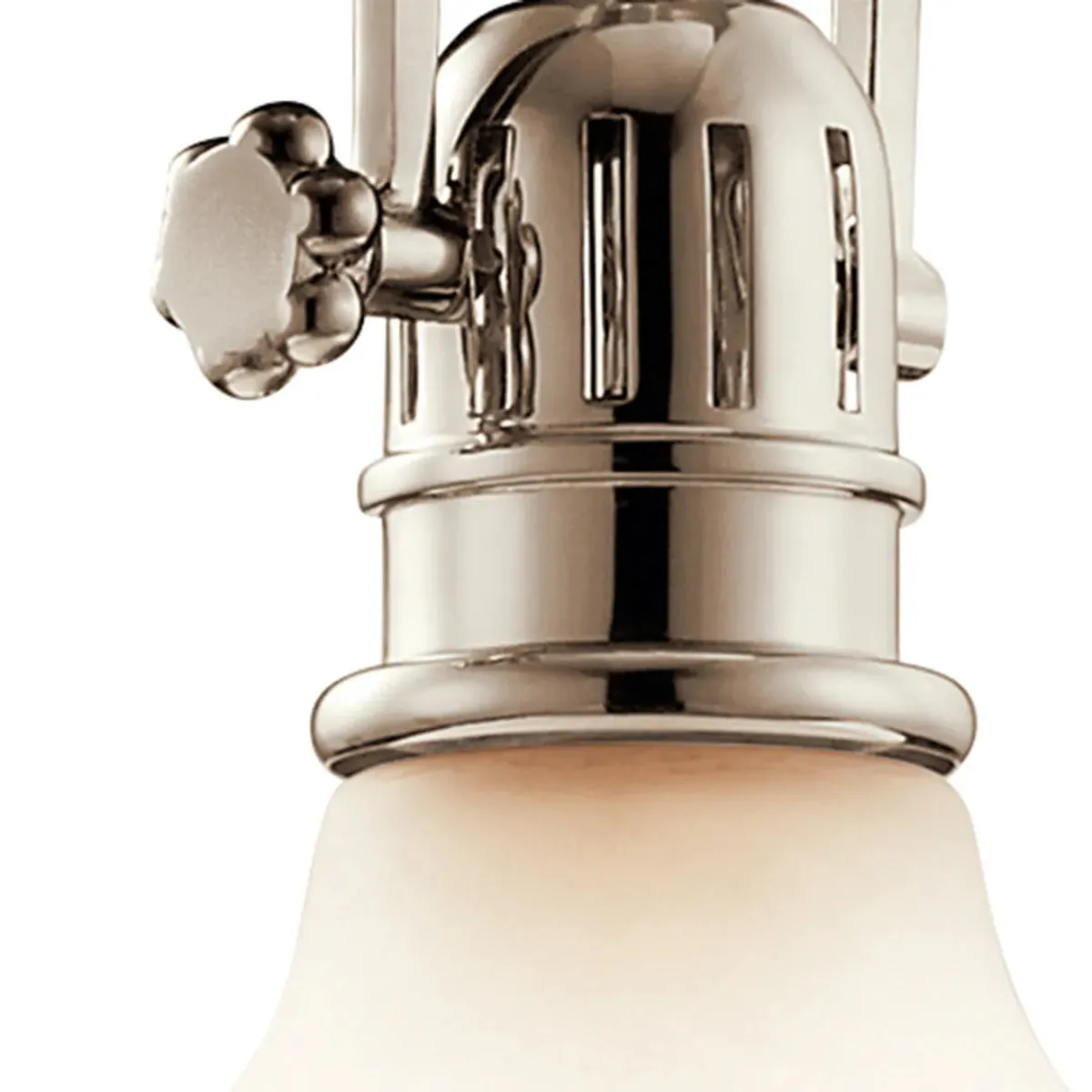 Hatteras Bay 12" 1-Light Pendant Light with Satin etched white glass, Polished nickel Finish