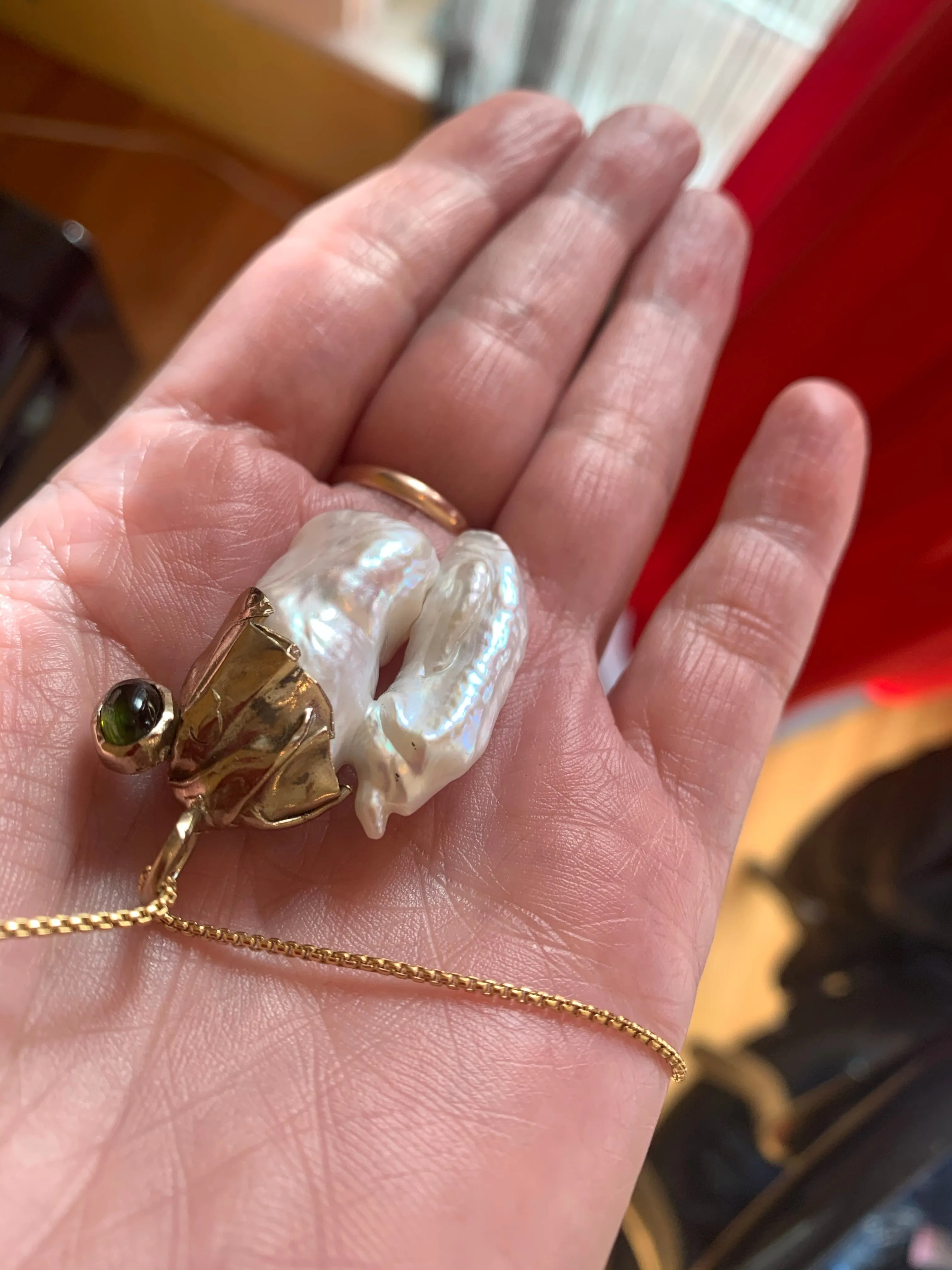 Keshi Pearl & Tourmaline Necklace