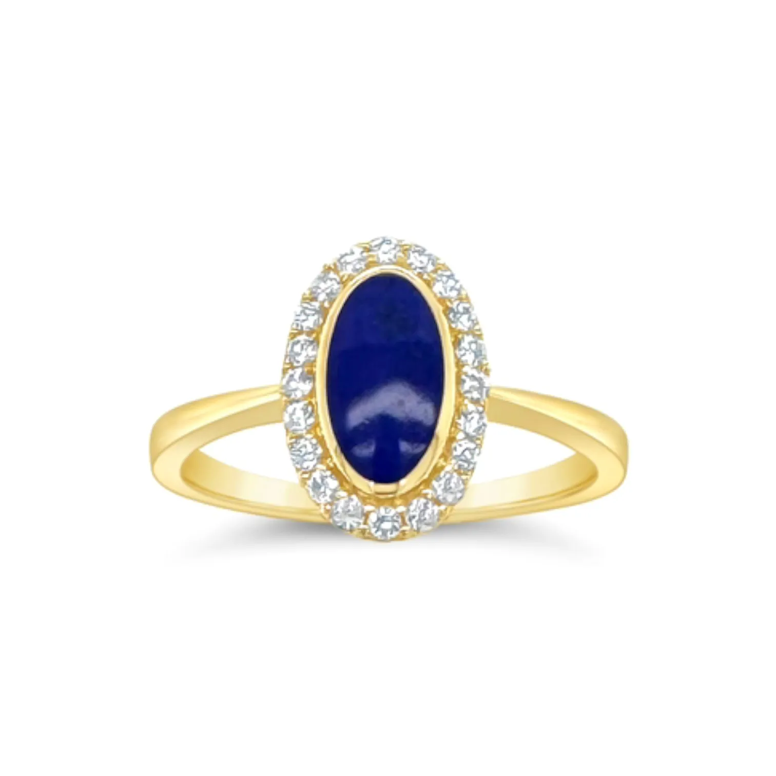 Lapis & Diamond Halo Ring