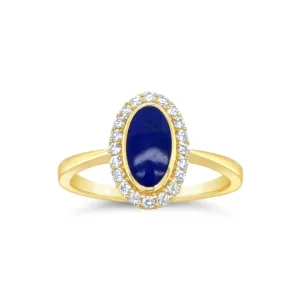 Lapis & Diamond Halo Ring