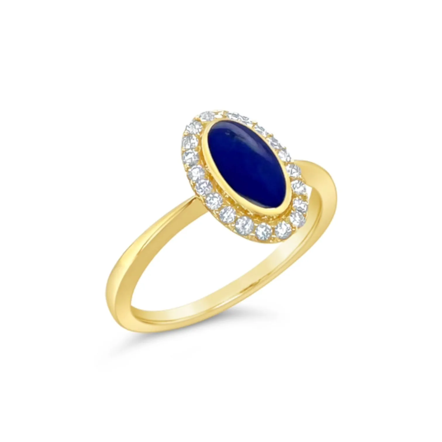 Lapis & Diamond Halo Ring