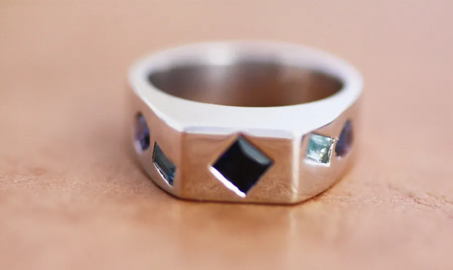 Lolites, Aquamarines Silver ring