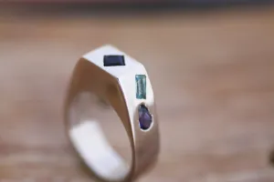 Lolites, Aquamarines Silver ring