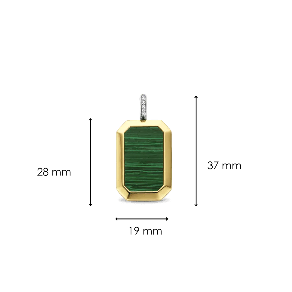 Milano Malachite Pendant - Gold - 6809MA