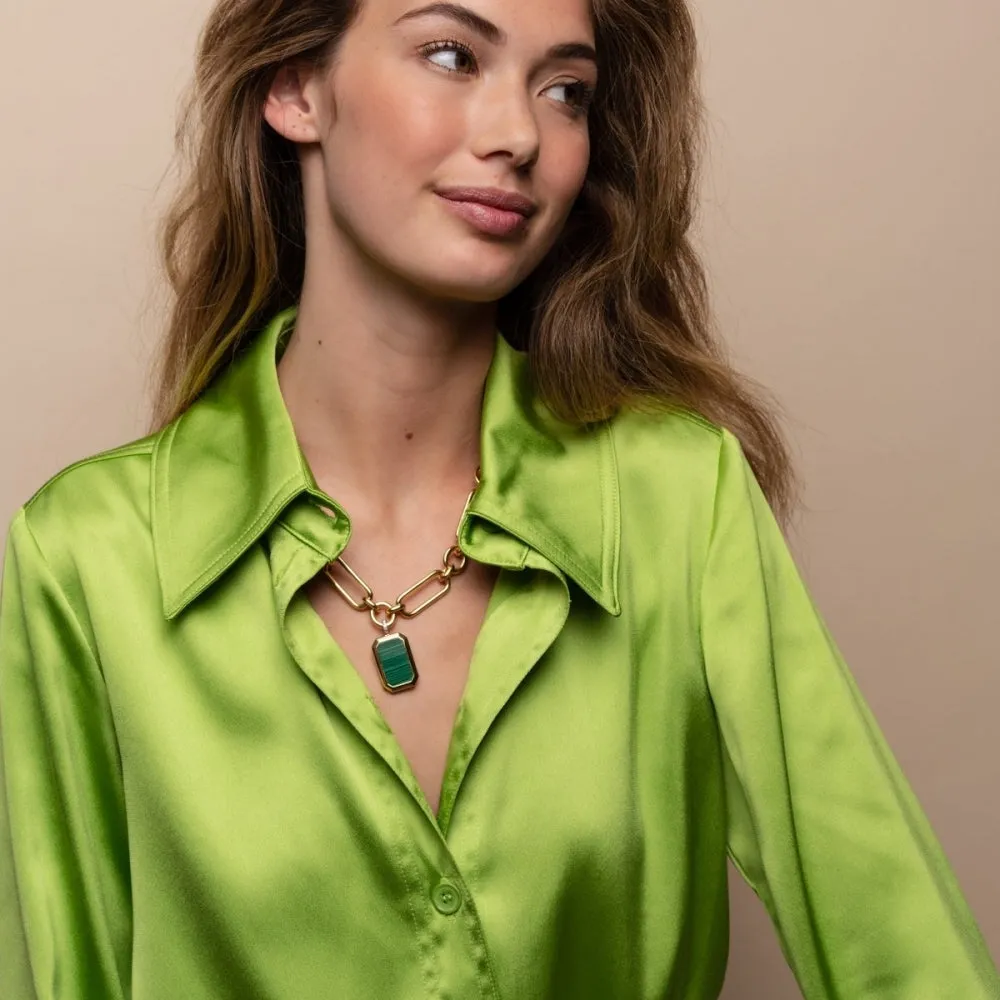 Milano Malachite Pendant - Gold - 6809MA