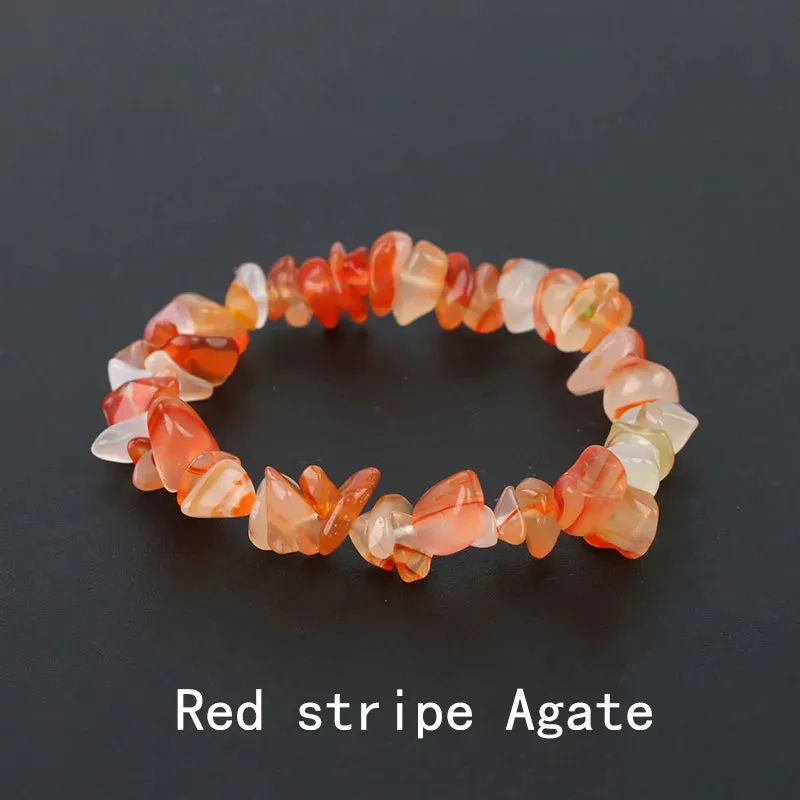 Natural Crystal Gemstone Irregular Energy Stone Bracelet Beads Chips Jewelry Amethys Aquamarine Rose Quartz Bracelets