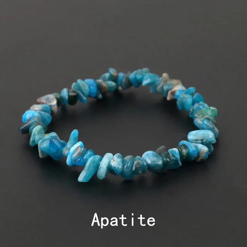 Natural Crystal Gemstone Irregular Energy Stone Bracelet Beads Chips Jewelry Amethys Aquamarine Rose Quartz Bracelets