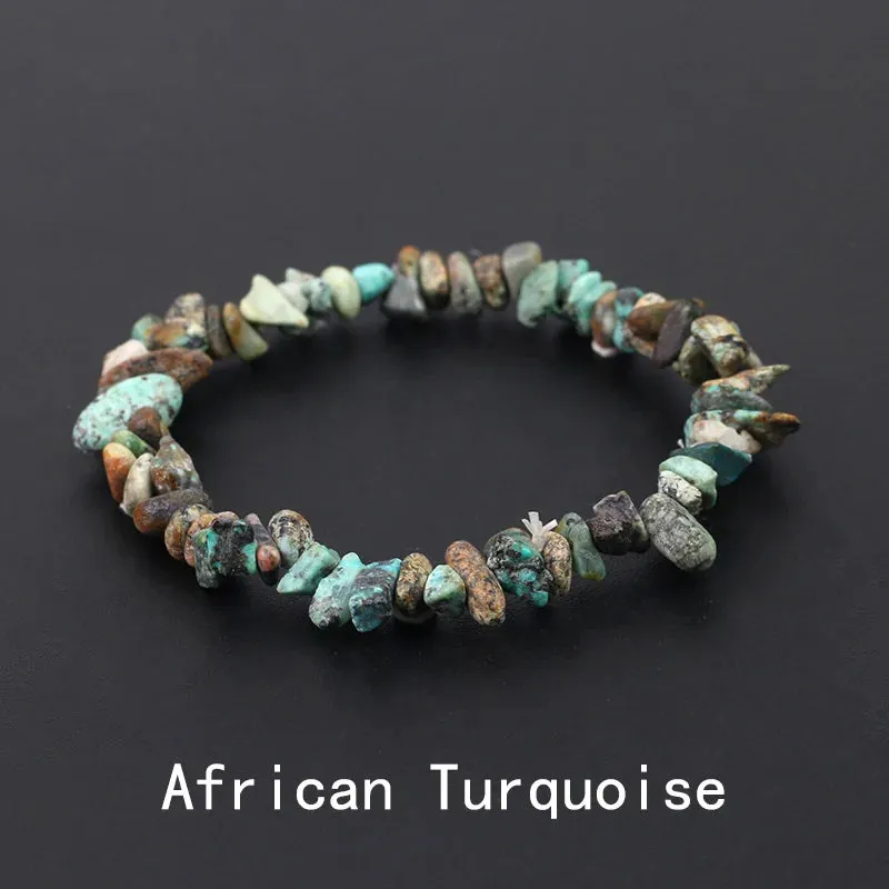 Natural Crystal Gemstone Irregular Energy Stone Bracelet Beads Chips Jewelry Amethys Aquamarine Rose Quartz Bracelets