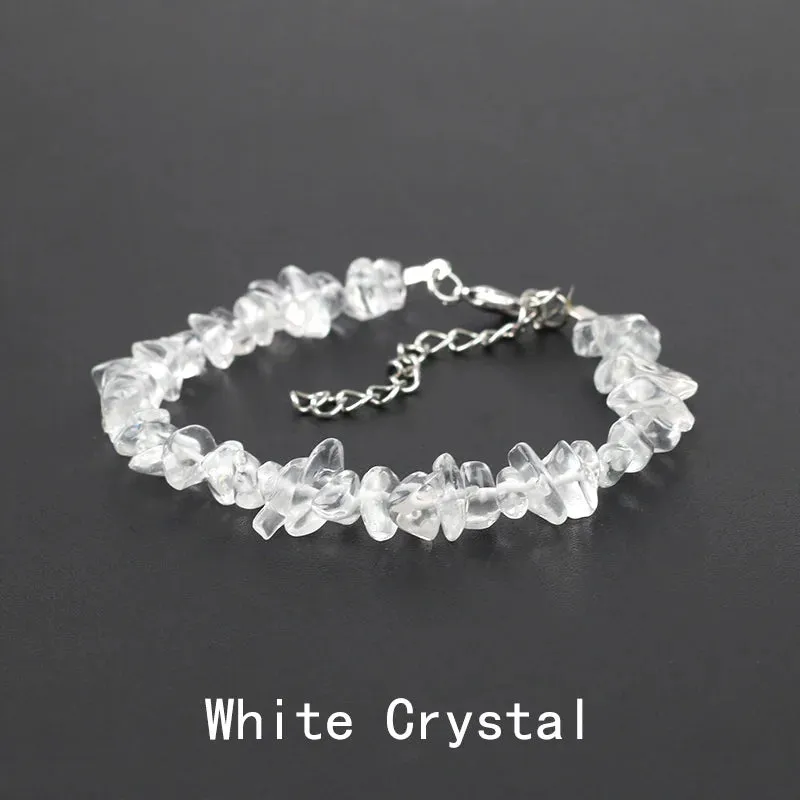 Natural Crystal Gemstone Irregular Energy Stone Bracelet Beads Chips Jewelry Amethys Aquamarine Rose Quartz Bracelets