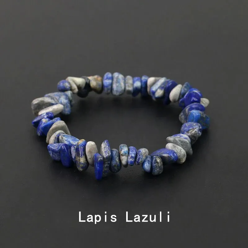 Natural Crystal Gemstone Irregular Energy Stone Bracelet Beads Chips Jewelry Amethys Aquamarine Rose Quartz Bracelets