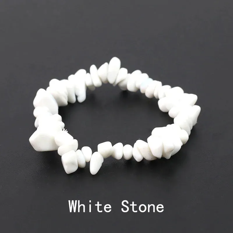 Natural Crystal Gemstone Irregular Energy Stone Bracelet Beads Chips Jewelry Amethys Aquamarine Rose Quartz Bracelets