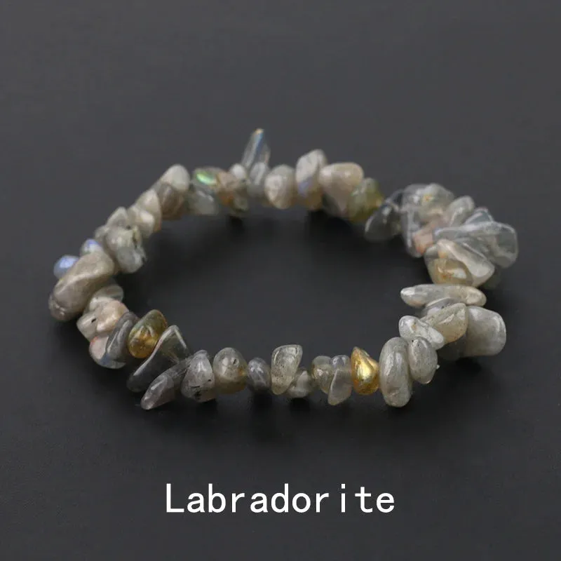 Natural Crystal Gemstone Irregular Energy Stone Bracelet Beads Chips Jewelry Amethys Aquamarine Rose Quartz Bracelets