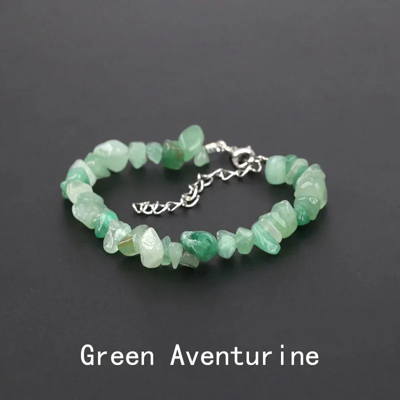 Natural Crystal Gemstone Irregular Energy Stone Bracelet Beads Chips Jewelry Amethys Aquamarine Rose Quartz Bracelets
