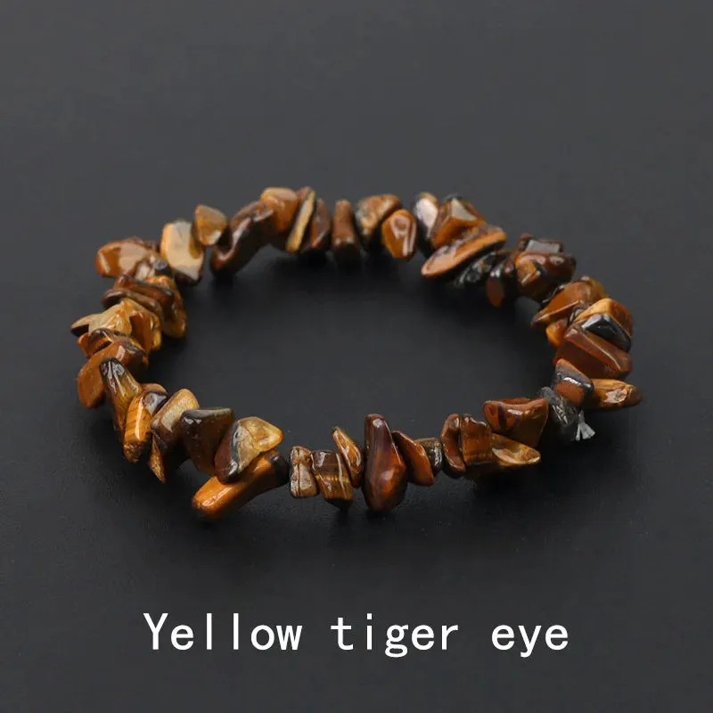 Natural Crystal Gemstone Irregular Energy Stone Bracelet Beads Chips Jewelry Amethys Aquamarine Rose Quartz Bracelets