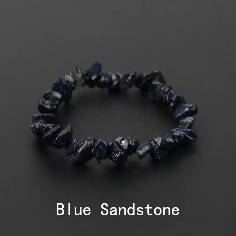 Natural Crystal Gemstone Irregular Energy Stone Bracelet Beads Chips Jewelry Amethys Aquamarine Rose Quartz Bracelets