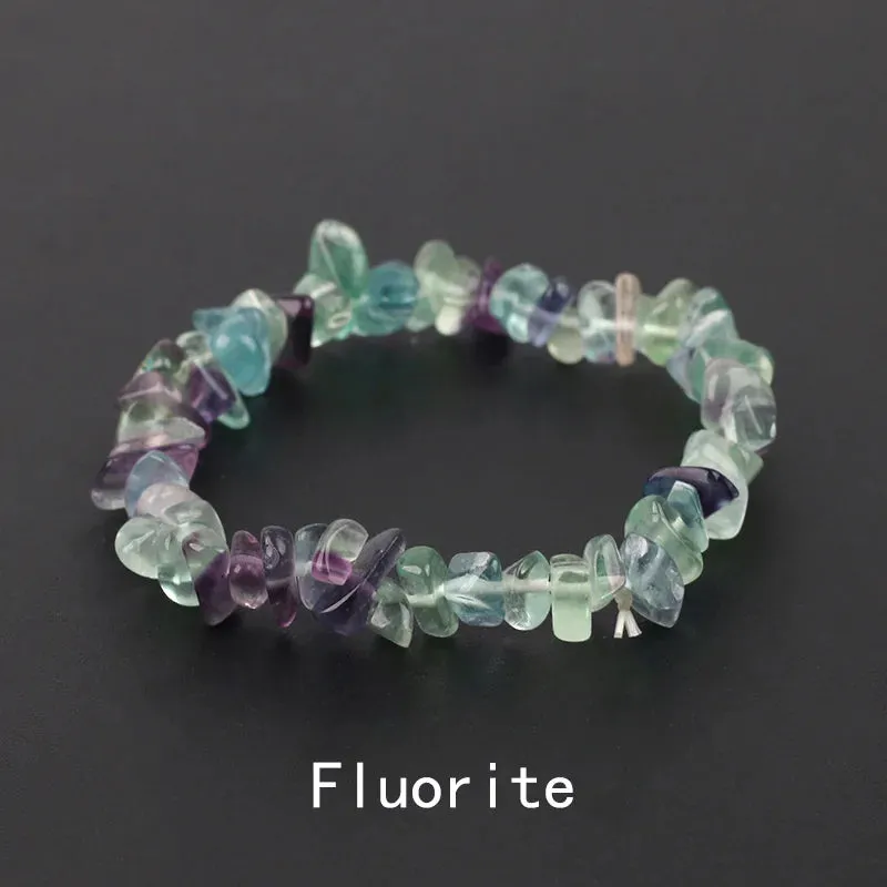 Natural Crystal Gemstone Irregular Energy Stone Bracelet Beads Chips Jewelry Amethys Aquamarine Rose Quartz Bracelets