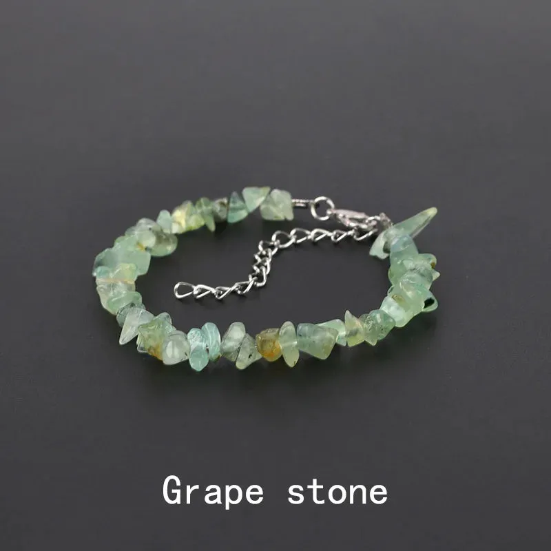 Natural Crystal Gemstone Irregular Energy Stone Bracelet Beads Chips Jewelry Amethys Aquamarine Rose Quartz Bracelets
