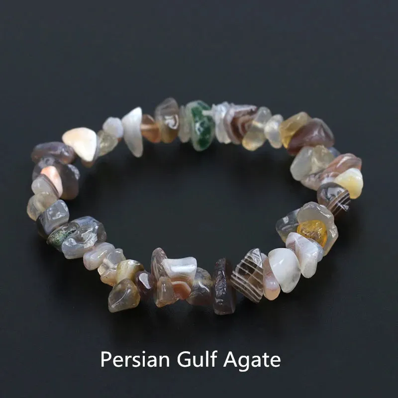 Natural Crystal Gemstone Irregular Energy Stone Bracelet Beads Chips Jewelry Amethys Aquamarine Rose Quartz Bracelets