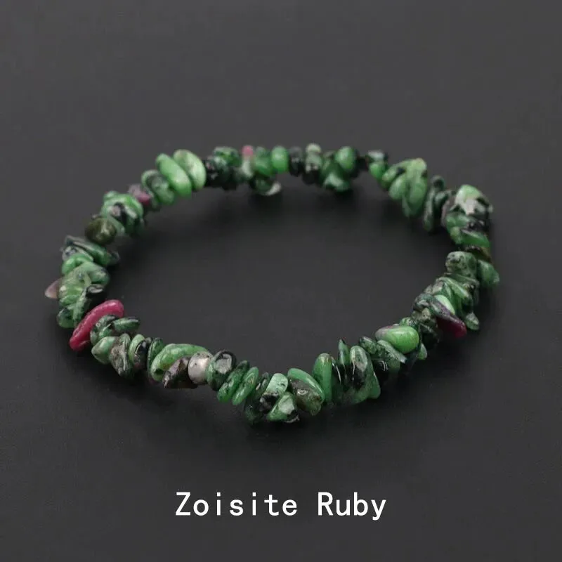 Natural Crystal Gemstone Irregular Energy Stone Bracelet Beads Chips Jewelry Amethys Aquamarine Rose Quartz Bracelets