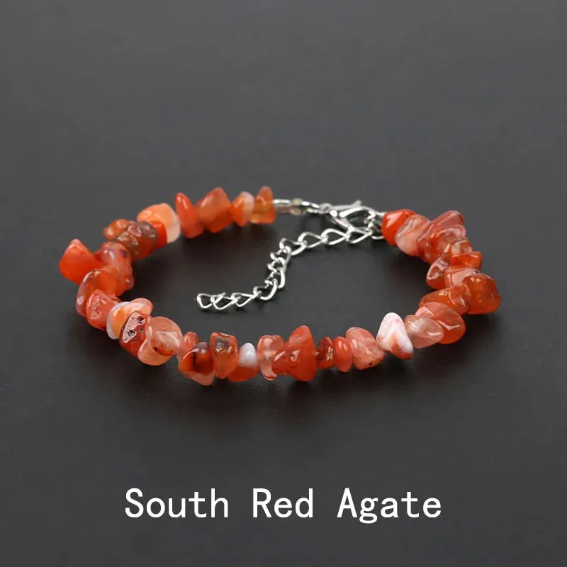 Natural Crystal Gemstone Irregular Energy Stone Bracelet Beads Chips Jewelry Amethys Aquamarine Rose Quartz Bracelets