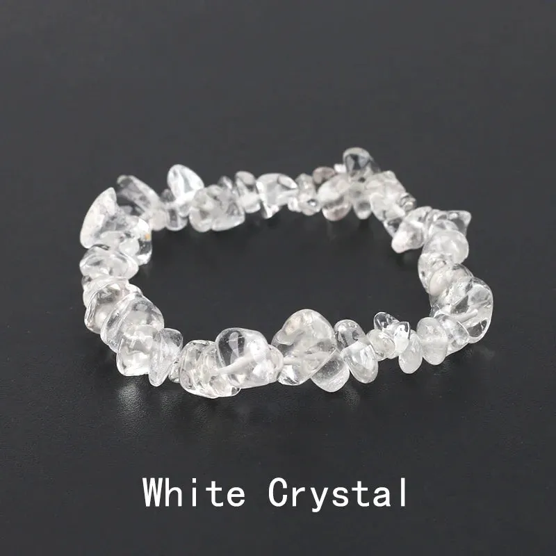 Natural Crystal Gemstone Irregular Energy Stone Bracelet Beads Chips Jewelry Amethys Aquamarine Rose Quartz Bracelets