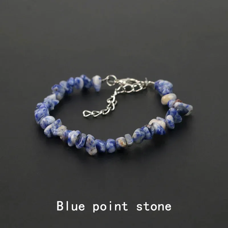 Natural Crystal Gemstone Irregular Energy Stone Bracelet Beads Chips Jewelry Amethys Aquamarine Rose Quartz Bracelets