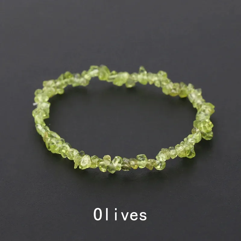 Natural Crystal Gemstone Irregular Energy Stone Bracelet Beads Chips Jewelry Amethys Aquamarine Rose Quartz Bracelets