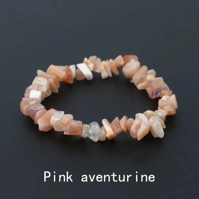 Natural Crystal Gemstone Irregular Energy Stone Bracelet Beads Chips Jewelry Amethys Aquamarine Rose Quartz Bracelets