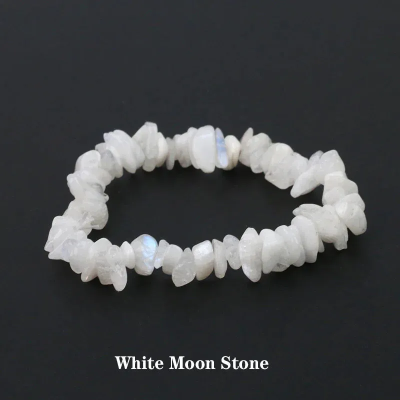 Natural Crystal Gemstone Irregular Energy Stone Bracelet Beads Chips Jewelry Amethys Aquamarine Rose Quartz Bracelets