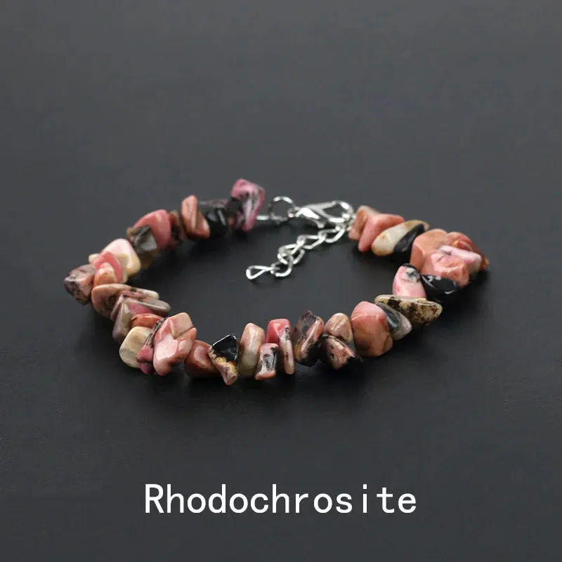 Natural Crystal Gemstone Irregular Energy Stone Bracelet Beads Chips Jewelry Amethys Aquamarine Rose Quartz Bracelets