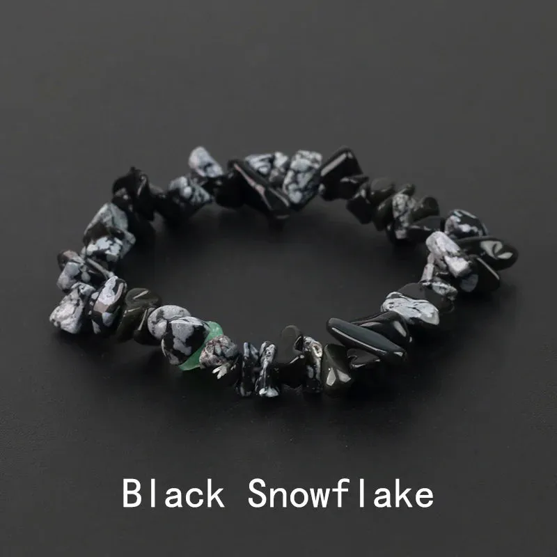 Natural Crystal Gemstone Irregular Energy Stone Bracelet Beads Chips Jewelry Amethys Aquamarine Rose Quartz Bracelets