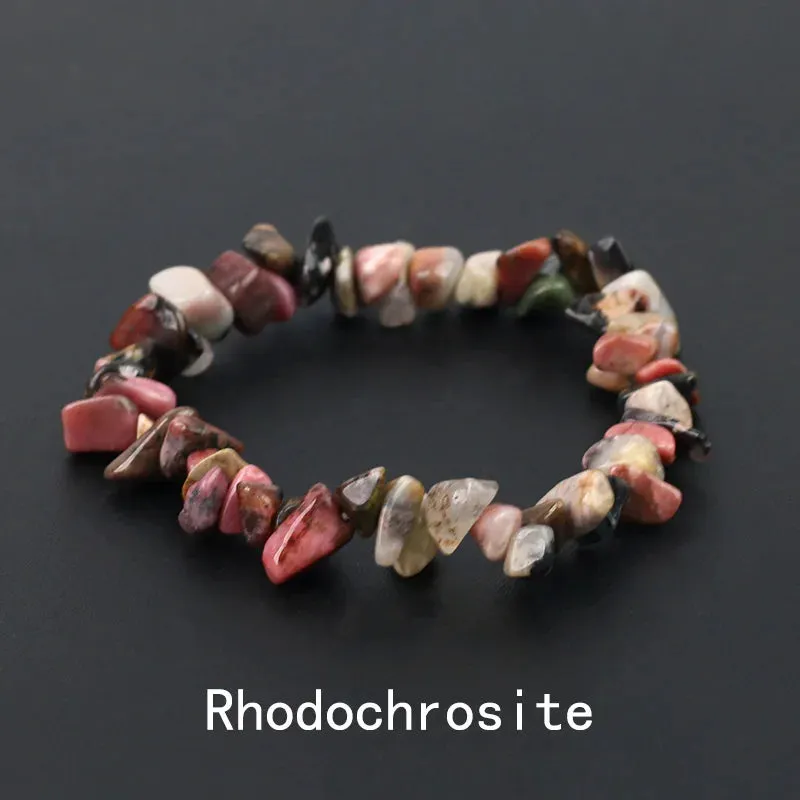 Natural Crystal Gemstone Irregular Energy Stone Bracelet Beads Chips Jewelry Amethys Aquamarine Rose Quartz Bracelets