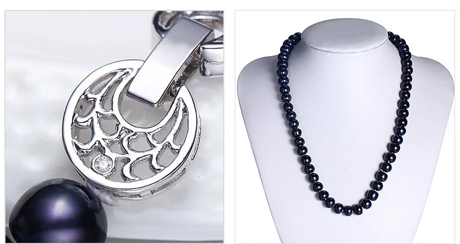 Natural Freshwater black beads Pearls Necklace