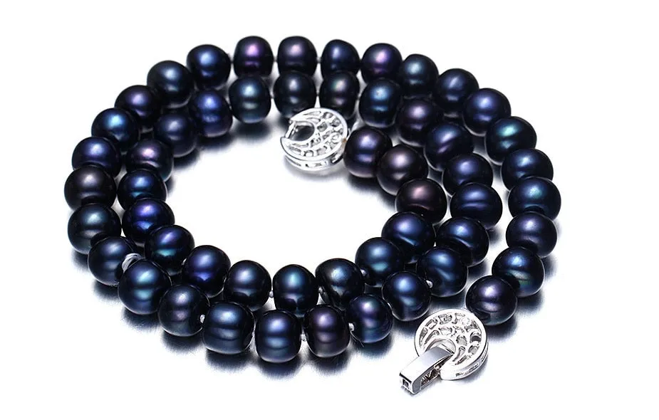 Natural Freshwater black beads Pearls Necklace