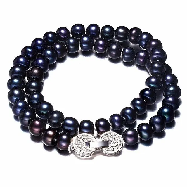 Natural Freshwater black beads Pearls Necklace