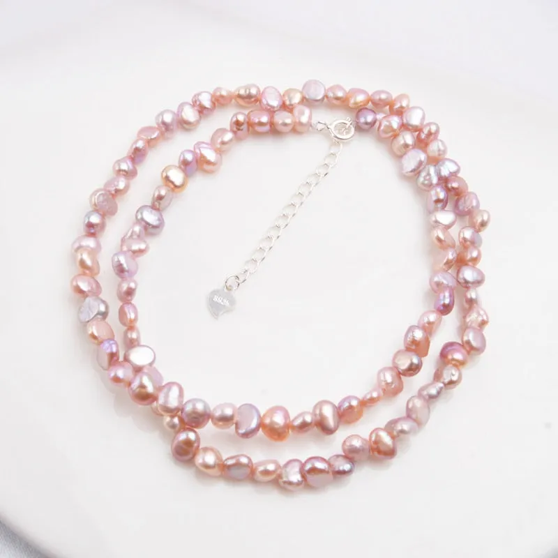 Natural Freshwater Pearl Choker Necklace 925 Sterling Silver clasp