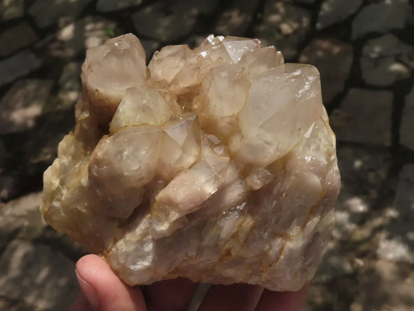 Natural Smokey White Phantom Quartz Clusters x 3 From Luena, Congo