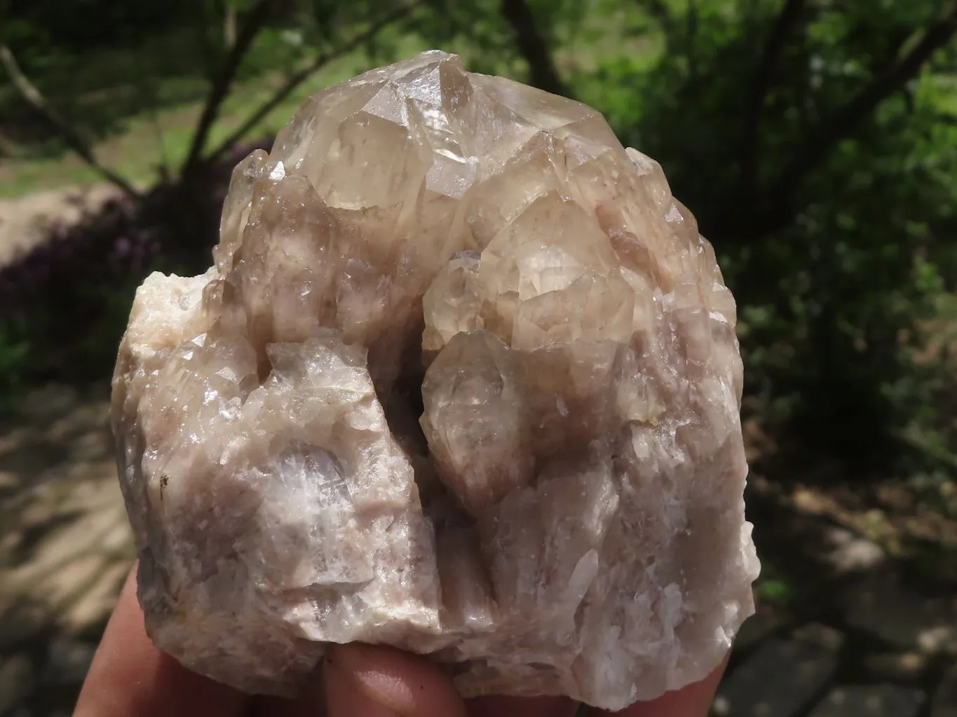 Natural Smokey White Phantom Quartz Clusters x 3 From Luena, Congo