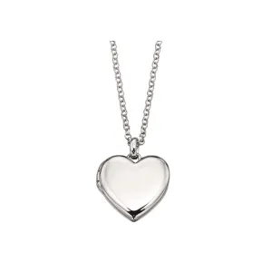 Olivia Plain Heart Locket - Silver - LSN0023