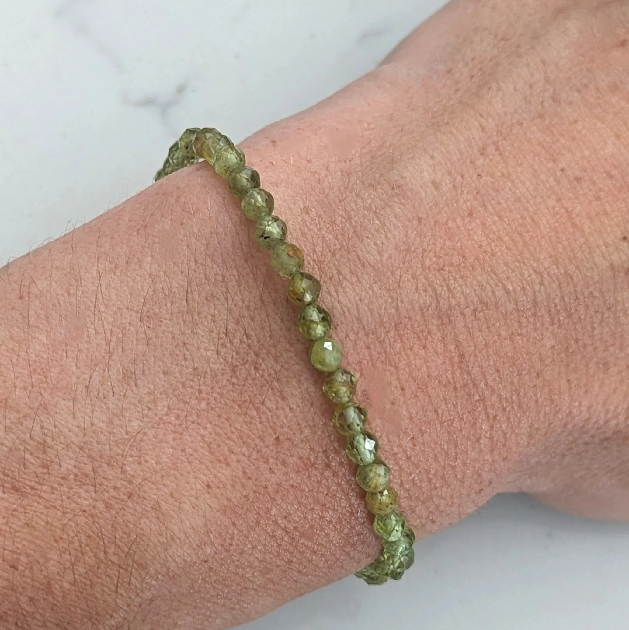 Peridot Gemstone Bracelet - 4mm Faceted