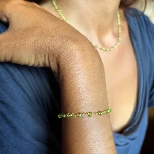 Peridot handmade chain link bracelet gold plated