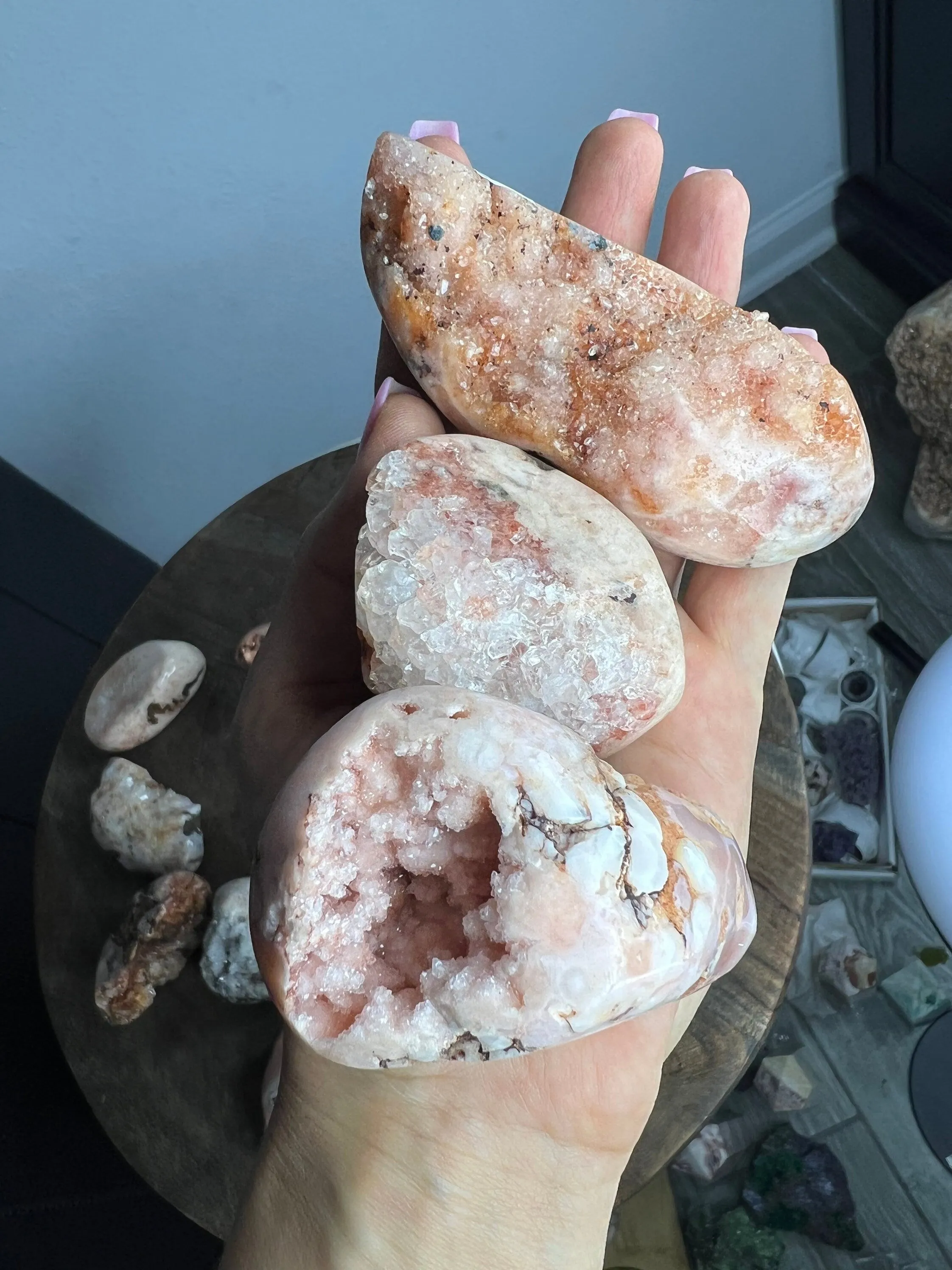 Pink amethyst 14 pieces from Brazil 3pounds 5oz total weight