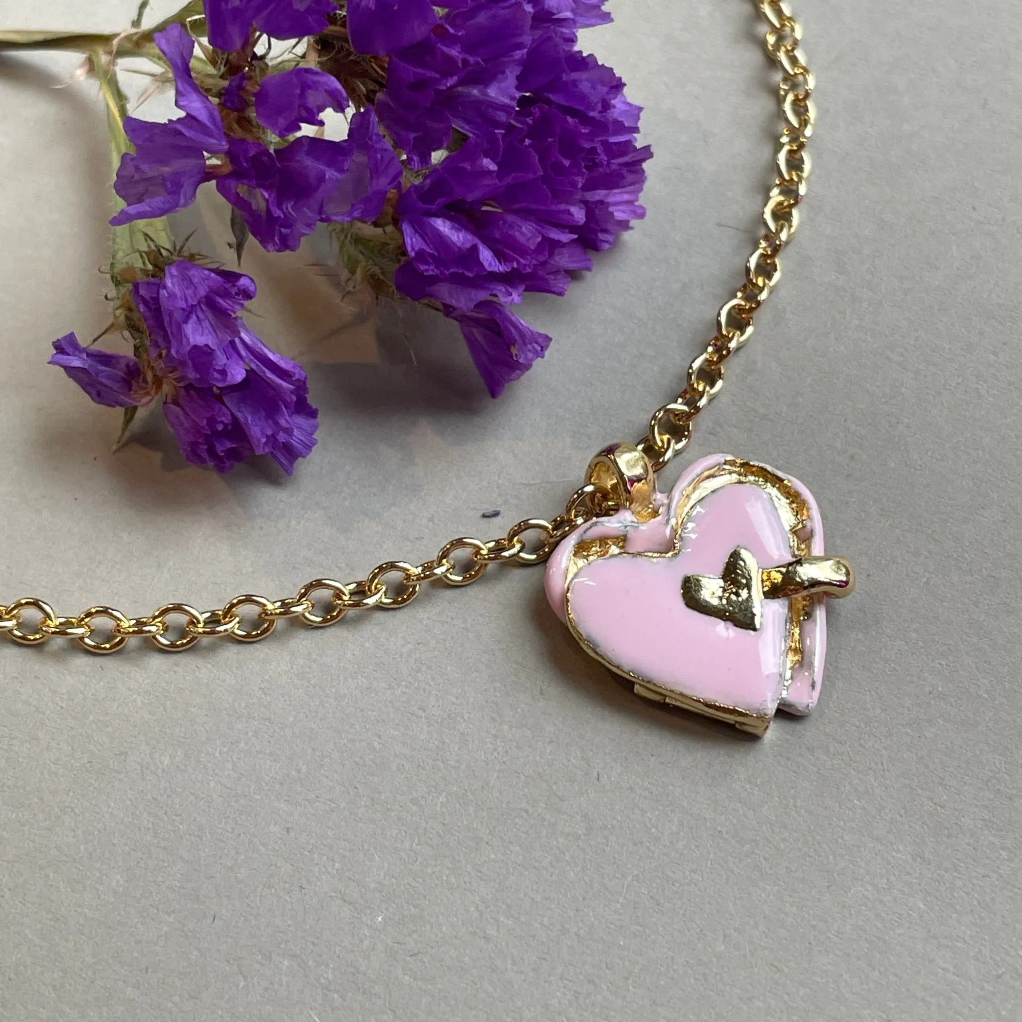 Pink Enamel I Am Loved Locket Necklace