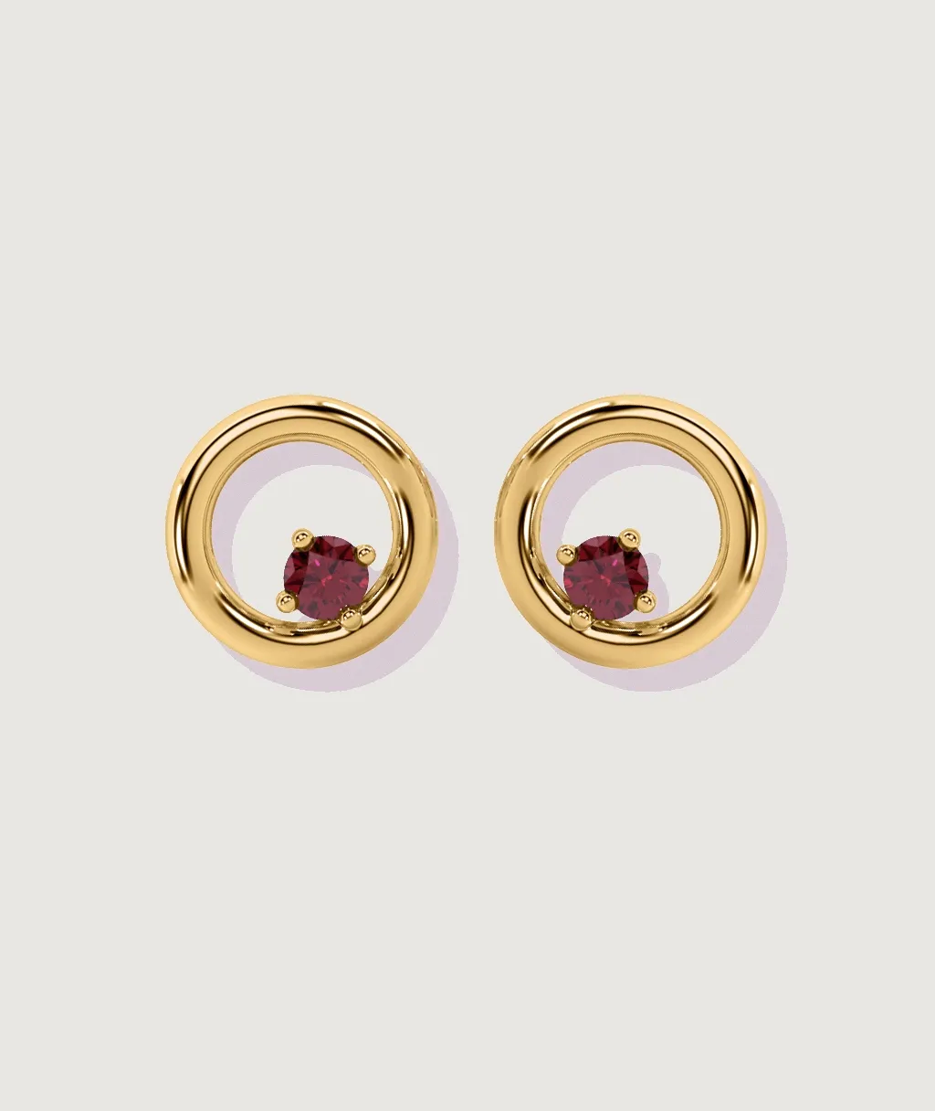 Round Ruby Donut Stud