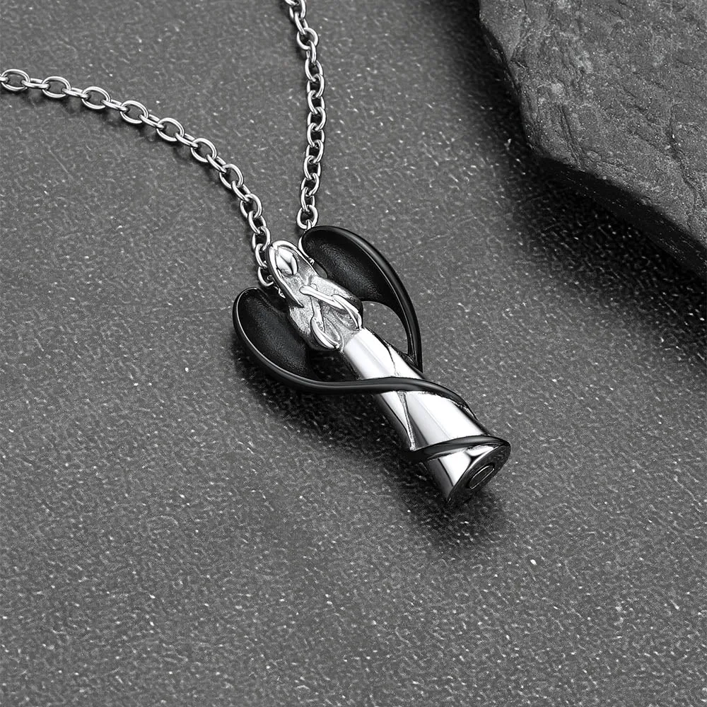 Saint Mary Angle Wings Urn Cremation Pendant Necklace
