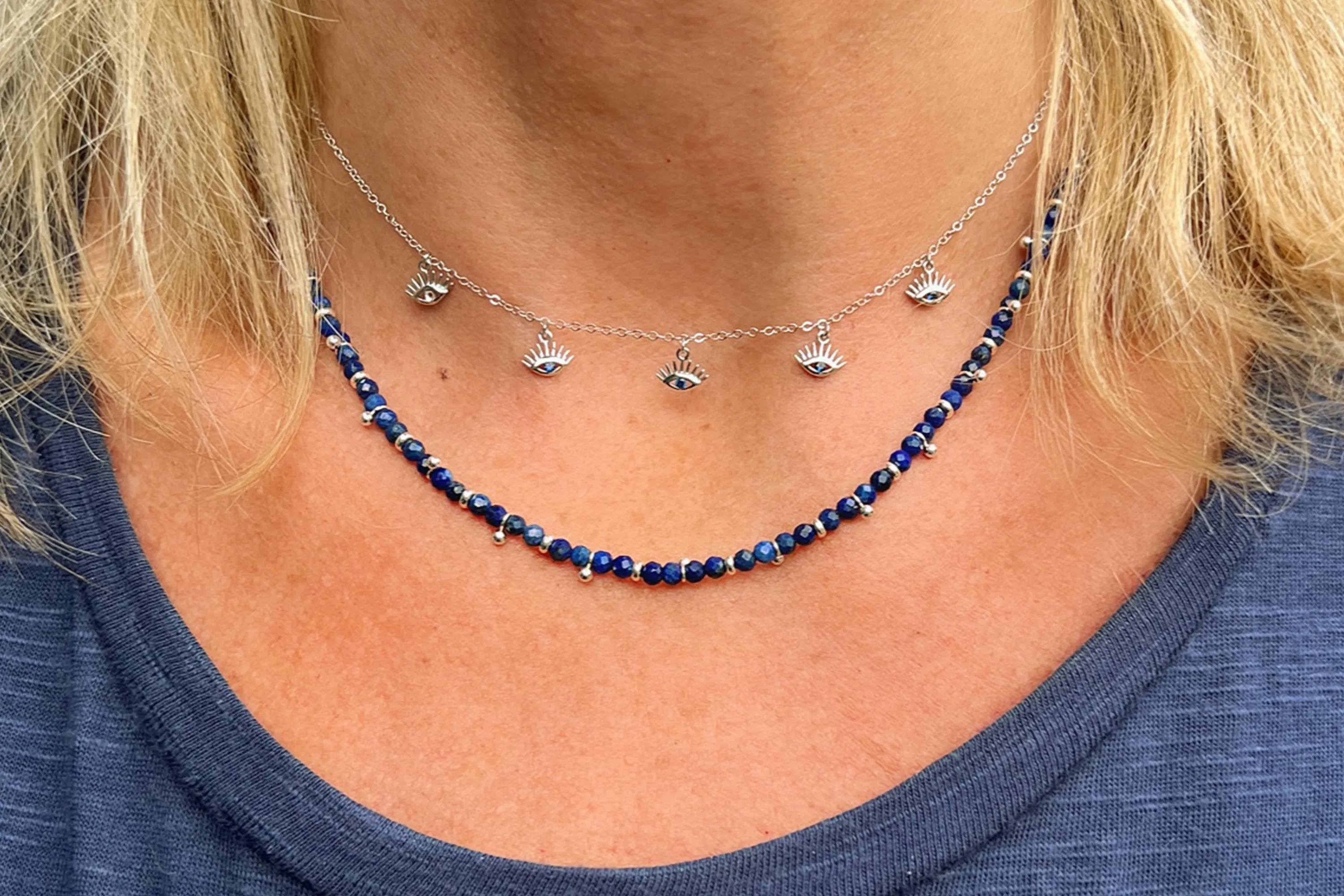 Salus Lapis Lazuli Gemstone Silver Necklace