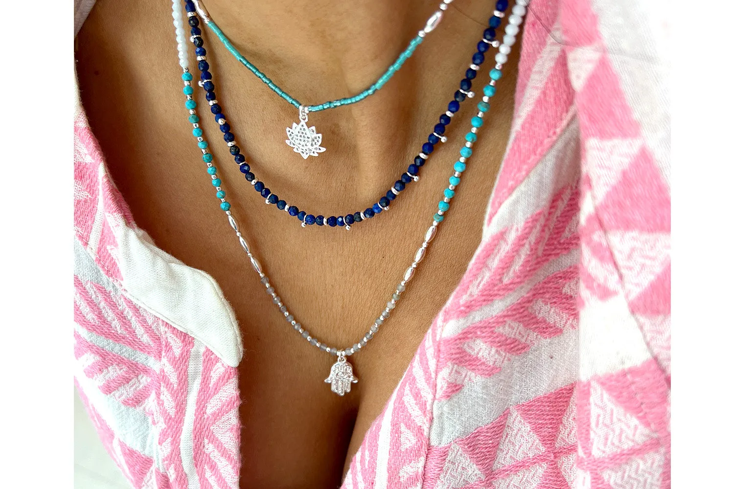 Salus Lapis Lazuli Gemstone Silver Necklace
