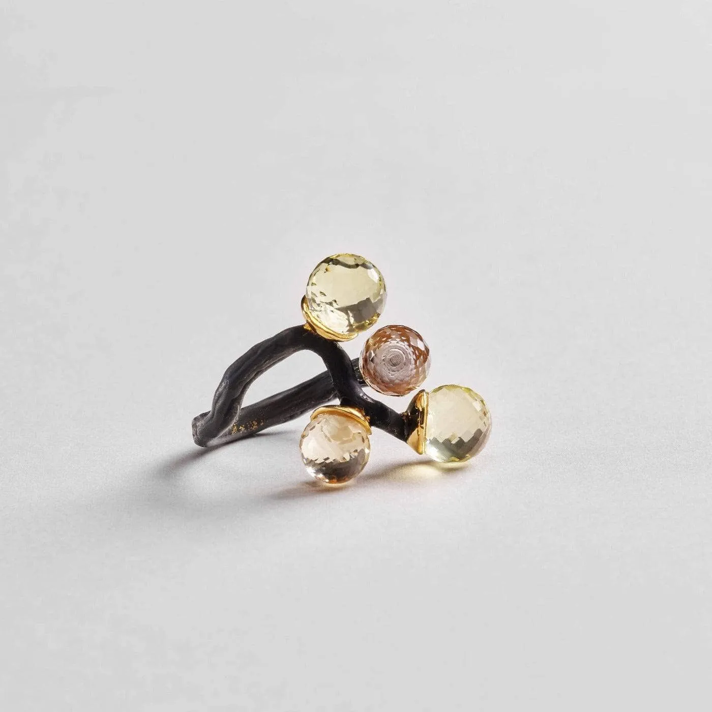 Sarai Amethyst and Citrine and Lemon Quartz Ring